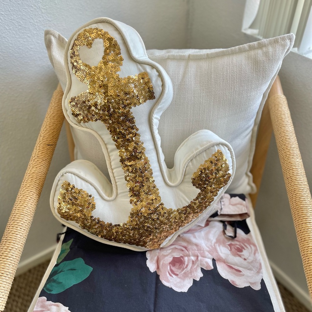 The Emily & Meritt Gold Anchor Pillow - Picture 1 of 7